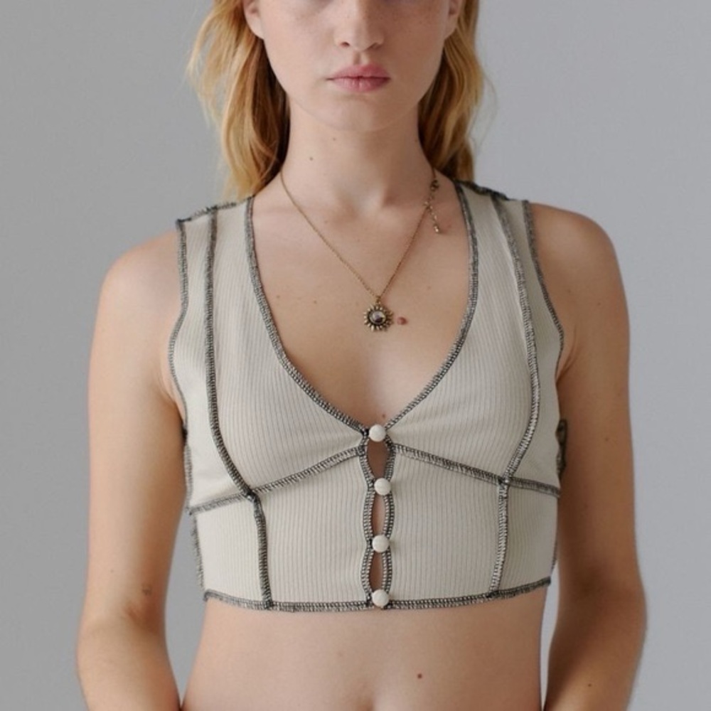 Urban Outfitters Hannah Tank Top Button Down Summer Fun Crop